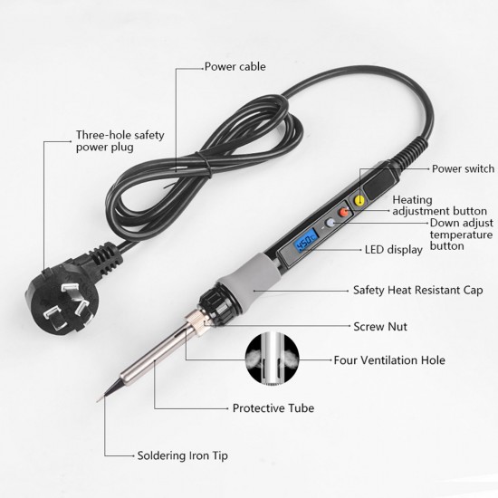 80W Digital 100-480℃ Temperature Adjustable Soldering Iron Kit Electric Multimeter Desoldering Pump Professional Welding Tool Set 80W Digital 100-480℃ Temperature Adjustable Soldering Iron Kit Electric Multimeter Desoldering Pump Professional Welding Tool Set