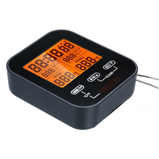Digital Food Thermometer and Timer Wireless Meat Temperature Probe Thermomter Oven Thermometer for Grill Smoker Barbecue Kitchen Cooking with Dual Probes Digital Food Thermometer and Timer Wireless Meat Temperature Probe Thermomter Oven Thermometer for Grill Smoker Barbecue Kitchen Cooking with Dual Probes
