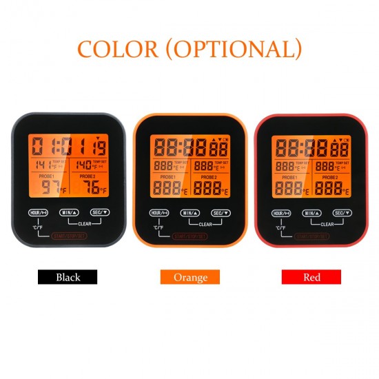 Digital Food Thermometer and Timer Wireless Meat Temperature Probe Thermomter Oven Thermometer for Grill Smoker Barbecue Kitchen Cooking with Dual Probes Digital Food Thermometer and Timer Wireless Meat Temperature Probe Thermomter Oven Thermometer for Grill Smoker Barbecue Kitchen Cooking with Dual Probes