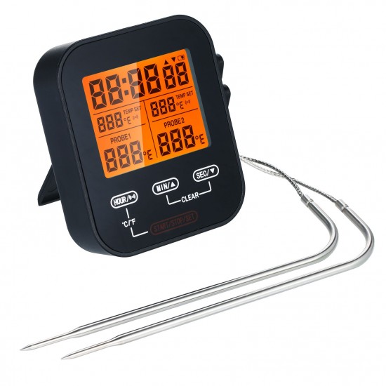 Digital Food Thermometer and Timer Wireless Meat Temperature Probe Thermomter Oven Thermometer for Grill Smoker Barbecue Kitchen Cooking with Dual Probes Digital Food Thermometer and Timer Wireless Meat Temperature Probe Thermomter Oven Thermometer for Grill Smoker Barbecue Kitchen Cooking with Dual Probes