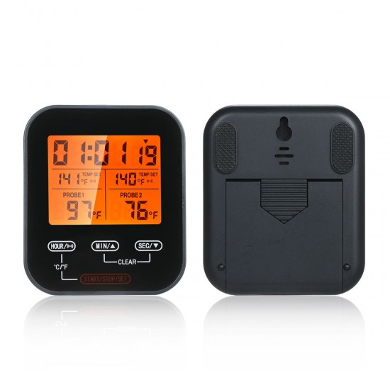 Digital Food Thermometer and Timer Wireless Meat Temperature Probe Thermomter Oven Thermometer for Grill Smoker Barbecue Kitchen Cooking with Dual Probes Digital Food Thermometer and Timer Wireless Meat Temperature Probe Thermomter Oven Thermometer for Grill Smoker Barbecue Kitchen Cooking with Dual Probes