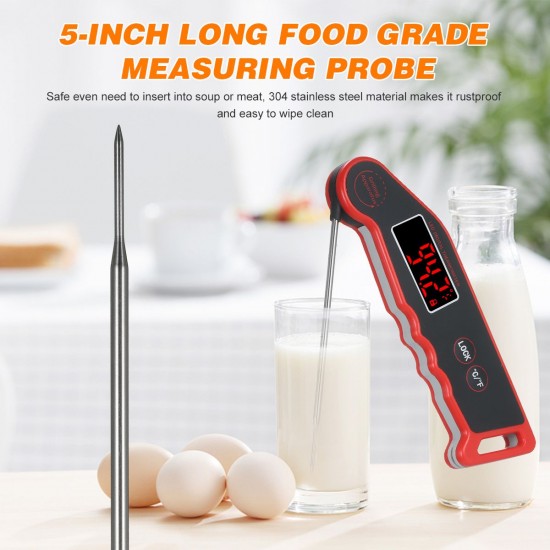 1.9-inch LED Digital Food Temperature Meter Instant Read Meat Soup Beverage Food Thermometer Accurate and Easy Cooking Thermometer with Magnet Adsorption for Cooking Grilling BBQ 1.9-inch LED Digital Food Temperature Meter Instant Read Meat Soup Beverage Food Thermometer Accurate and Easy Cooking Thermometer with Magnet Adsorption for Cooking Grilling BBQ