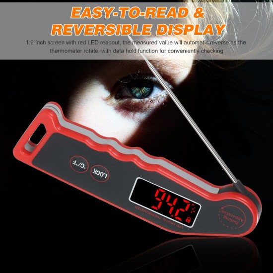1.9-inch LED Digital Food Temperature Meter Instant Read Meat Soup Beverage Food Thermometer Accurate and Easy Cooking Thermometer with Magnet Adsorption for Cooking Grilling BBQ 1.9-inch LED Digital Food Temperature Meter Instant Read Meat Soup Beverage Food Thermometer Accurate and Easy Cooking Thermometer with Magnet Adsorption for Cooking Grilling BBQ