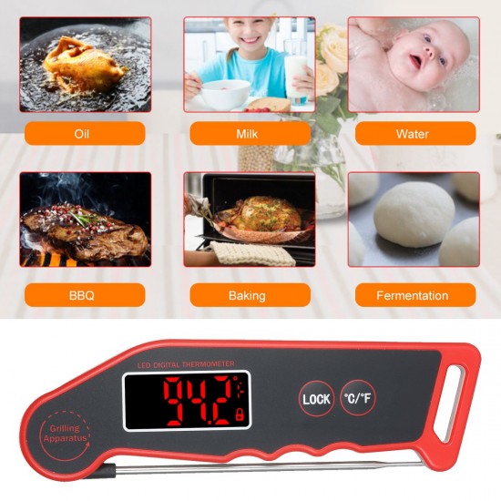 1.9-inch LED Digital Food Temperature Meter Instant Read Meat Soup Beverage Food Thermometer Accurate and Easy Cooking Thermometer with Magnet Adsorption for Cooking Grilling BBQ 1.9-inch LED Digital Food Temperature Meter Instant Read Meat Soup Beverage Food Thermometer Accurate and Easy Cooking Thermometer with Magnet Adsorption for Cooking Grilling BBQ