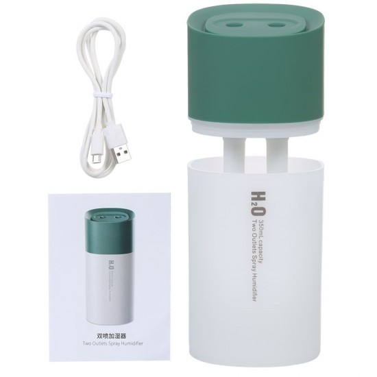 USB Humidifier 350ml Two Outlets Spray Humidifier with Colorful Night Light for Home Office Dormitory Car USB Humidifier 350ml Two Outlets Spray Humidifier with Colorful Night Light for Home Office Dormitory Car