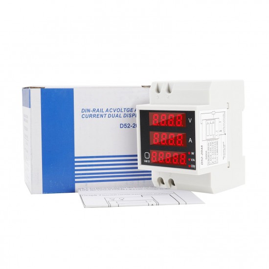 Multi-functional Digital Din Rail Current Voltage Power Ammeter Voltmeter Display Meter AC 80-300V / 100A Multi-functional Digital Din Rail Current Voltage Power Ammeter Voltmeter Display Meter AC 80-300V / 100A