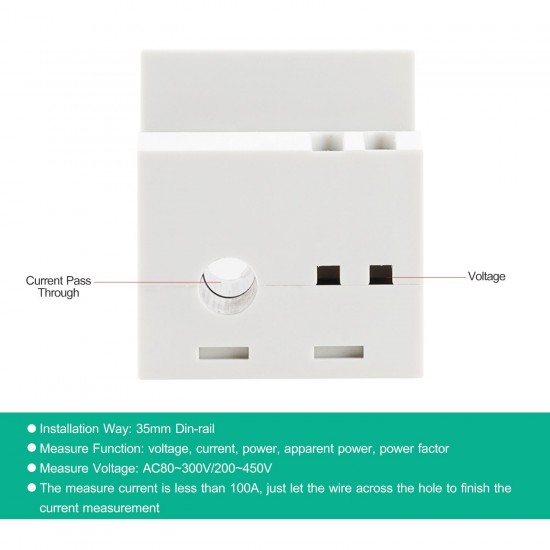 Multi-functional Digital Din Rail Current Voltage Power Ammeter Voltmeter Display Meter AC 80-300V / 100A Multi-functional Digital Din Rail Current Voltage Power Ammeter Voltmeter Display Meter AC 80-300V / 100A