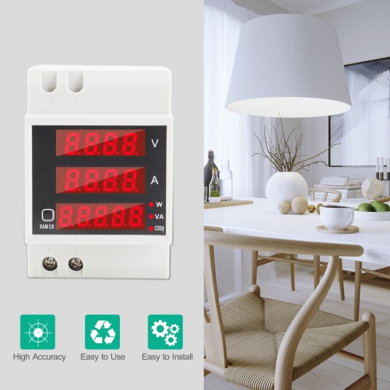 Multi-functional Digital Din Rail Current Voltage Power Ammeter Voltmeter Display Meter AC 80-300V / 100A Multi-functional Digital Din Rail Current Voltage Power Ammeter Voltmeter Display Meter AC 80-300V / 100A