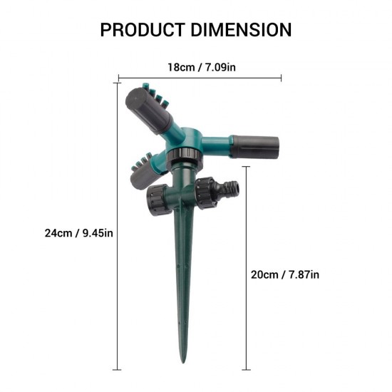 360 Degree Rotating Sprinkler with Three-arm Sprayer and Plastic Ground Plug Irrigation Sprinkler with Adjustable Nozzle Automatic Rotary Sprinkler Irrigation Tool for Watering Garden Lawn 360 Degree Rotating Sprinkler with Three-arm Sprayer and Plastic Ground Plug Irrigation Sprinkler with Adjustable Nozzle Automatic Rotary Sprinkler Irrigation Tool for Watering Garden Lawn