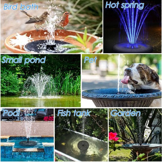 Solar Fountain Pump 3W Solar Powered Outdoor Bird Bath Fountain 7 Spray Patterns Water Pump with Colored LED Lights Battery Backup for Garden Pond Pool Fish Tank Aquarium and Pet Solar Fountain Pump 3W Solar Powered Outdoor Bird Bath Fountain 7 Spray Patterns Water Pump with Colored LED Lights Battery Backup for Garden Pond Pool Fish Tank Aquarium and Pet