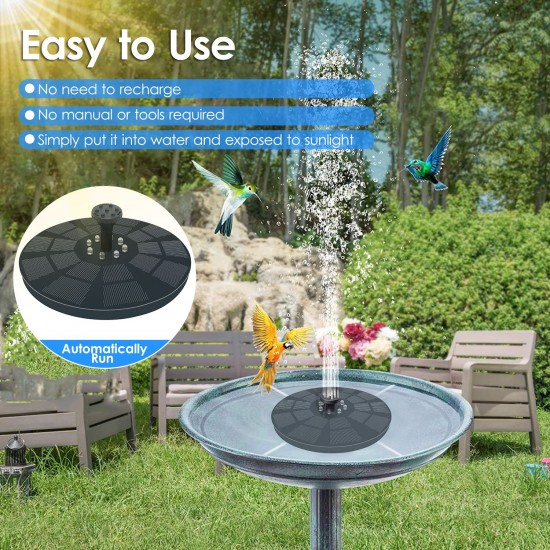 Solar Fountain Pump 3W Solar Powered Outdoor Bird Bath Fountain 7 Spray Patterns Water Pump with Colored LED Lights Battery Backup for Garden Pond Pool Fish Tank Aquarium and Pet Solar Fountain Pump 3W Solar Powered Outdoor Bird Bath Fountain 7 Spray Patterns Water Pump with Colored LED Lights Battery Backup for Garden Pond Pool Fish Tank Aquarium and Pet