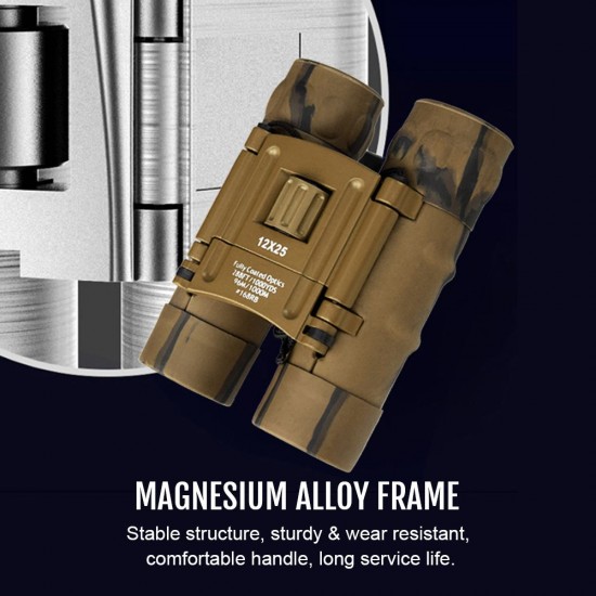 12×25 Binoculars Daily Waterproof Camouflage Telescope BAK4 High Magnification High Definition High Resolution Handheld for Outdoor Traveling Bird Watching Concert Ball Games Events 12×25 Binoculars Daily Waterproof Camouflage Telescope BAK4 High Magnification High Definition High Resolution Handheld for Outdoor Traveling Bird Watching Concert Ball Games Events