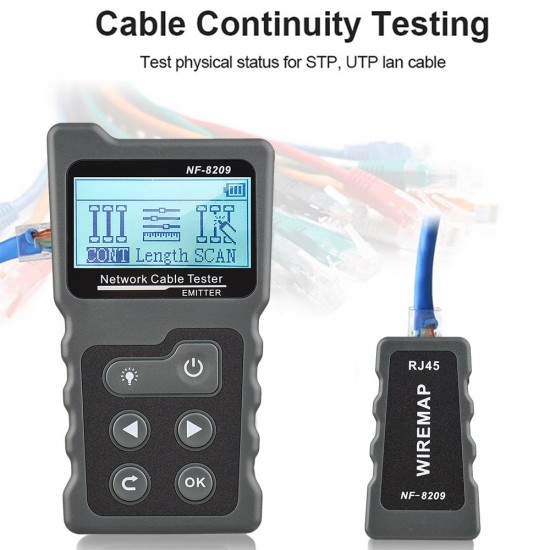 Multi-functional LCD Network Cable Tester Wire Tracker PoE Checker Inline PoE Voltage and Current Tester with Cable Tester with Illuminate Function Multi-functional LCD Network Cable Tester Wire Tracker PoE Checker Inline PoE Voltage and Current Tester with Cable Tester with Illuminate Function