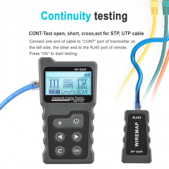 Multi-functional LCD Network Cable Tester Wire Tracker PoE Checker Inline PoE Voltage and Current Tester with Cable Tester with Illuminate Function Multi-functional LCD Network Cable Tester Wire Tracker PoE Checker Inline PoE Voltage and Current Tester with Cable Tester with Illuminate Function