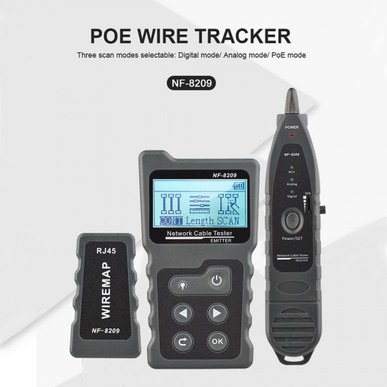 Multi-functional LCD Network Cable Tester Wire Tracker PoE Checker Inline PoE Voltage and Current Tester with Cable Tester with Illuminate Function Multi-functional LCD Network Cable Tester Wire Tracker PoE Checker Inline PoE Voltage and Current Tester with Cable Tester with Illuminate Function