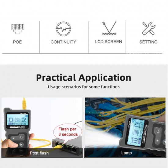 Multi-functional LCD Network Cable Tester Wire Tracker PoE Checker Inline PoE Voltage and Current Tester with Cable Tester with Illuminate Function Multi-functional LCD Network Cable Tester Wire Tracker PoE Checker Inline PoE Voltage and Current Tester with Cable Tester with Illuminate Function