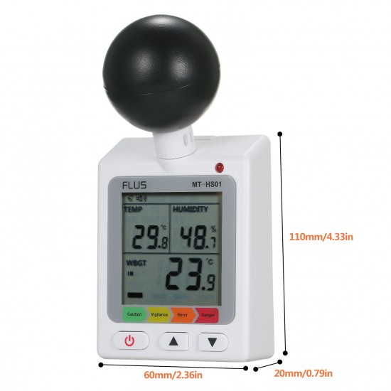 WBGT + HI Heat Index Checker Stress Meter Air Globe Temperature Humidity Tester WBGT + HI Heat Index Checker Stress Meter Air Globe Temperature Humidity Tester