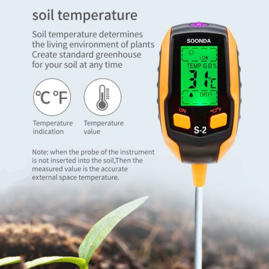 5-in-1 Soil Tester Multifunctional Soil Detector Moisture Meter pH Meter Temperature Soil/Ambient Moisture Sunlight Intensity pH Tester 5-in-1 Soil Tester Multifunctional Soil Detector Moisture Meter pH Meter Temperature Soil/Ambient Moisture Sunlight Intensity pH Tester