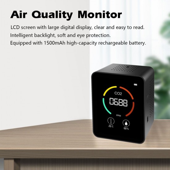 3-in-1 CO2 Carbon Dioxide Detector Portable Air Quality Monitor Temperature Humidity Tester TVOC Detection Meter with LCD Display for Home Office Car 3-in-1 CO2 Carbon Dioxide Detector Portable Air Quality Monitor Temperature Humidity Tester TVOC Detection Meter with LCD Display for Home Office Car
