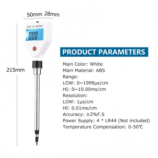 Soil EC Meter Digital Soil Tester with Backlight Screen Portable Soil Salinity Tester for Greenhouse Garden Farm Orchard Soil EC Meter Digital Soil Tester with Backlight Screen Portable Soil Salinity Tester for Greenhouse Garden Farm Orchard