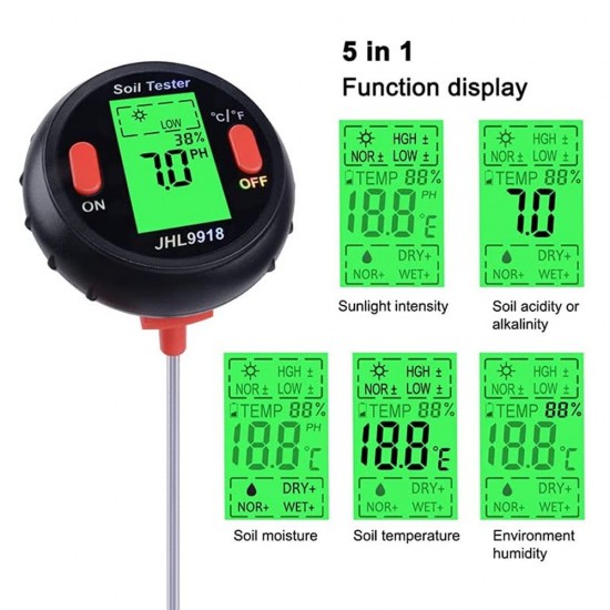 Soil Tester Multiple Function Large Screen Electronic Digital Display Soil Moisture PH Temperature Illumination Meter Soil Tester Multiple Function Large Screen Electronic Digital Display Soil Moisture PH Temperature Illumination Meter