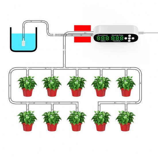 Intelligent Automatic Watering Device Controller Timed Waterer Garden Terrace Drip Irrigation System for 10-20 Potted Plant Flower Intelligent Automatic Watering Device Controller Timed Waterer Garden Terrace Drip Irrigation System for 10-20 Potted Plant Flower