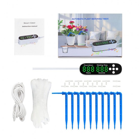 Intelligent Automatic Watering Device Controller Timed Waterer Garden Terrace Drip Irrigation System for 10-20 Potted Plant Flower Intelligent Automatic Watering Device Controller Timed Waterer Garden Terrace Drip Irrigation System for 10-20 Potted Plant Flower