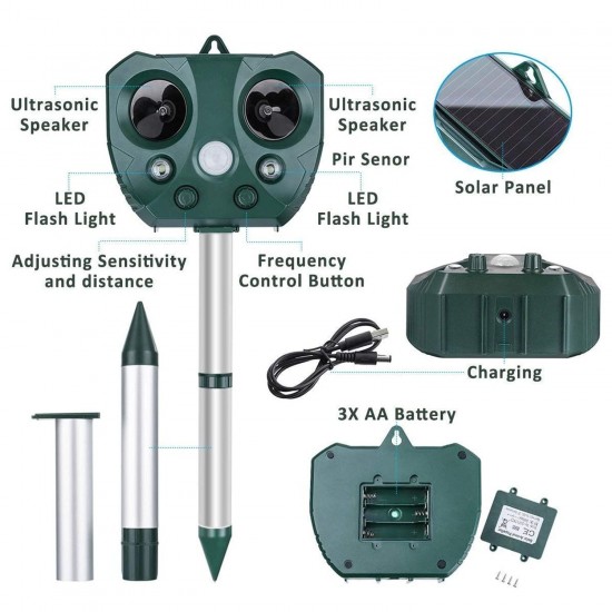 Solar Ultrasonic Repeller Waterproof Outdoor Pest Animal Expeller with Motion Sensor and Flashing Light Repeller for Cats Dogs Repel-pesticides Solar Ultrasonic Repeller Waterproof Outdoor Pest Animal Expeller with Motion Sensor and Flashing Light Repeller for Cats Dogs Repel-pesticides