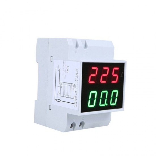 Digital Din-Rail LED Voltage Ammeter Current Meter Voltmeter AC80-300V 0.2-99.9A Dual Display Digital Din-Rail LED Voltage Ammeter Current Meter Voltmeter AC80-300V 0.2-99.9A Dual Display
