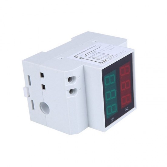 Digital Din-Rail LED Voltage Ammeter Current Meter Voltmeter AC80-300V 0.2-99.9A Dual Display Digital Din-Rail LED Voltage Ammeter Current Meter Voltmeter AC80-300V 0.2-99.9A Dual Display