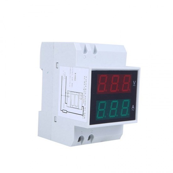 Digital Din-Rail LED Voltage Ammeter Current Meter Voltmeter AC80-300V 0.2-99.9A Dual Display Digital Din-Rail LED Voltage Ammeter Current Meter Voltmeter AC80-300V 0.2-99.9A Dual Display
