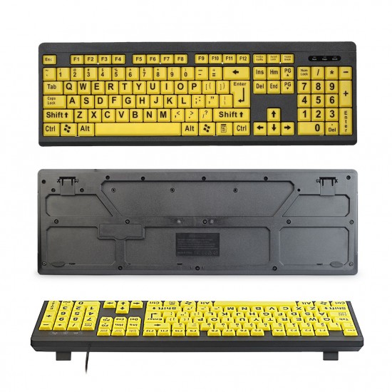 Wired USB Large Print Computer Keyboard for Low Vision Users High Contrast 104 Keys Letters for Old Men Wired USB Large Print Computer Keyboard for Low Vision Users High Contrast 104 Keys Letters for Old Men