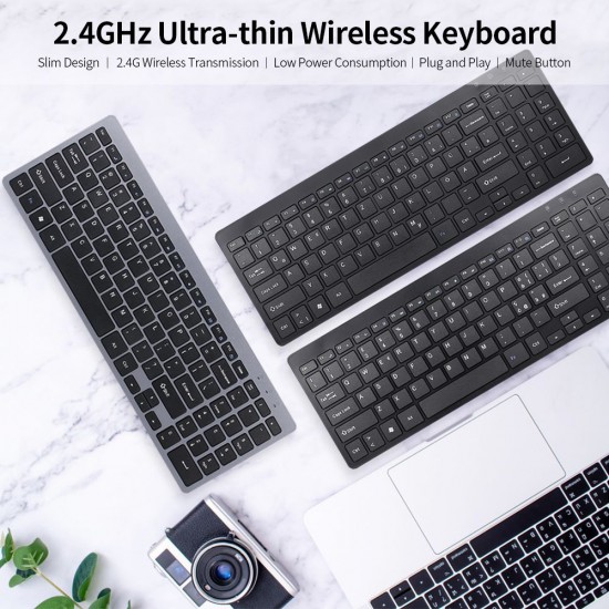 2.4G Wireless Keyboard Ultra-thin Wireless Keyboard Mute Keyboard 95 Keys Wireless Keyboard for PC Laptop Black English 2.4G Wireless Keyboard Ultra-thin Wireless Keyboard Mute Keyboard 95 Keys Wireless Keyboard for PC Laptop Black English