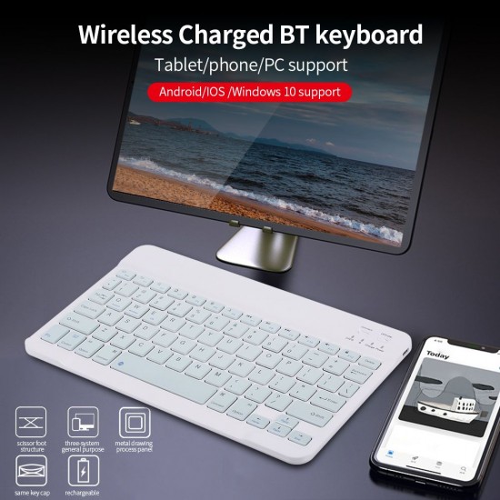 10-inch Wireless BT Keyboard Three-system Universal Colorful Rechargeable BT Keyboard Mobilephone Tablet Universal Keyboard Green 10-inch Wireless BT Keyboard Three-system Universal Colorful Rechargeable BT Keyboard Mobilephone Tablet Universal Keyboard Green