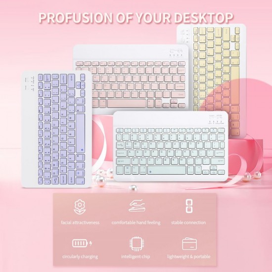 10-inch Wireless BT Keyboard Three-system Universal Colorful Rechargeable BT Keyboard Mobilephone Tablet Universal Keyboard Green 10-inch Wireless BT Keyboard Three-system Universal Colorful Rechargeable BT Keyboard Mobilephone Tablet Universal Keyboard Green