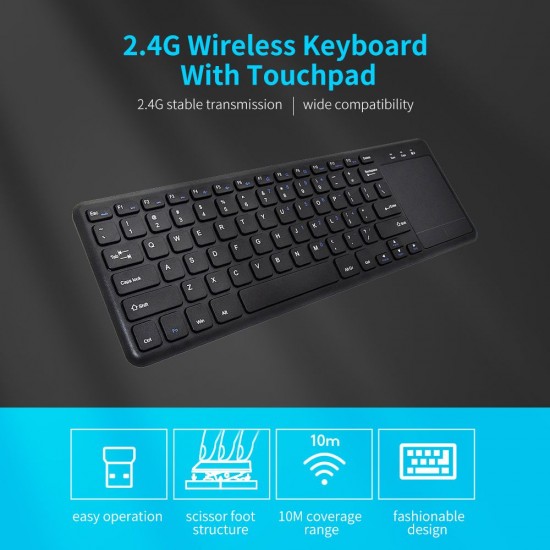 2.4G wireless keyboard with Multifunctional touchpad 78 Key ultra-thin office Portable Keyboard for Windows/Android Black 2.4G wireless keyboard with Multifunctional touchpad 78 Key ultra-thin office Portable Keyboard for Windows/Android Black
