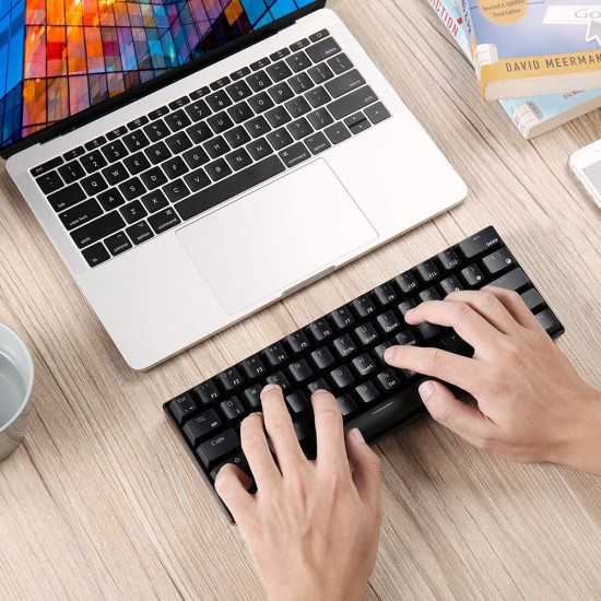RK61 BT&Wired Dual Mode Keyboard Yellow Backlight 61 Key Mini Mechanical Keyboard for Phone/Tablet Black with Gateron Blue Switches RK61 BT&Wired Dual Mode Keyboard Yellow Backlight 61 Key Mini Mechanical Keyboard for Phone/Tablet Black with Gateron Blue Switches