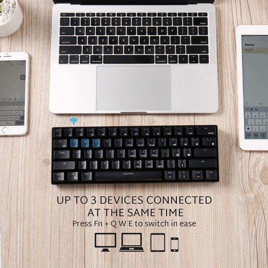 RK61 BT&Wired Dual Mode Keyboard Yellow Backlight 61 Key Mini Mechanical Keyboard for Phone/Tablet Black with Gateron Blue Switches RK61 BT&Wired Dual Mode Keyboard Yellow Backlight 61 Key Mini Mechanical Keyboard for Phone/Tablet Black with Gateron Blue Switches
