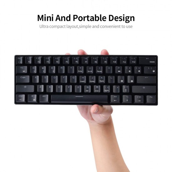RK61 BT&Wired Dual Mode Keyboard Yellow Backlight 61 Key Mini Mechanical Keyboard for Phone/Tablet Black with Gateron Blue Switches RK61 BT&Wired Dual Mode Keyboard Yellow Backlight 61 Key Mini Mechanical Keyboard for Phone/Tablet Black with Gateron Blue Switches