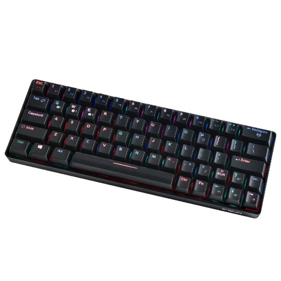Compact Mechanical Multi-device Keyboard with 64 keys BT & Type-C Mode 18 RGB Backlit Effects N-key Rollover Blue Switches Black Compact Mechanical Multi-device Keyboard with 64 keys BT & Type-C Mode 18 RGB Backlit Effects N-key Rollover Blue Switches Black