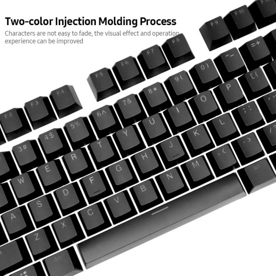 104 Keys Two-color Injection Molding PBT Keycap Set OEM Profile for Mechanical Keyboard Black(Only Keycaps) 104 Keys Two-color Injection Molding PBT Keycap Set OEM Profile for Mechanical Keyboard Black(Only Keycaps)