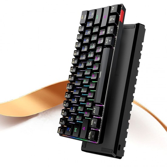 Compact 61-key Mechanical Keyboard BT&Wired Keyboard Multipoint Pairing/RGB Lighting Effects/N/6-key Rollover/Blue Switch Black Compact 61-key Mechanical Keyboard BT&Wired Keyboard Multipoint Pairing/RGB Lighting Effects/N/6-key Rollover/Blue Switch Black