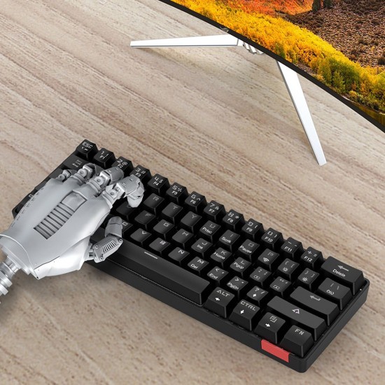 Compact 61-key Mechanical Keyboard BT&Wired Keyboard Multipoint Pairing/RGB Lighting Effects/N/6-key Rollover/Blue Switch Black Compact 61-key Mechanical Keyboard BT&Wired Keyboard Multipoint Pairing/RGB Lighting Effects/N/6-key Rollover/Blue Switch Black