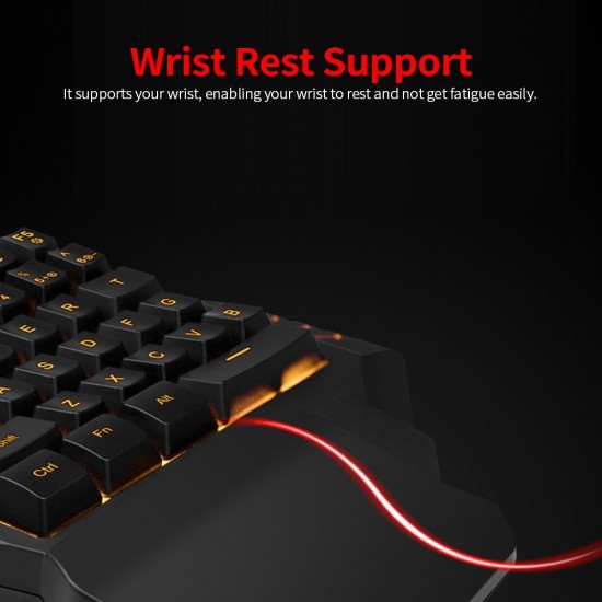 One Handed Keyboard with Wrist Rest Support Wired 35-key Keyboard RGB Backlit Keyboard 15-key Rollover/Macro Recording Keys Black One Handed Keyboard with Wrist Rest Support Wired 35-key Keyboard RGB Backlit Keyboard 15-key Rollover/Macro Recording Keys Black