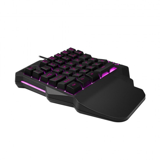 One Handed Keyboard with Wrist Rest Support Wired 35-key Keyboard RGB Backlit Keyboard 15-key Rollover/Macro Recording Keys Black One Handed Keyboard with Wrist Rest Support Wired 35-key Keyboard RGB Backlit Keyboard 15-key Rollover/Macro Recording Keys Black
