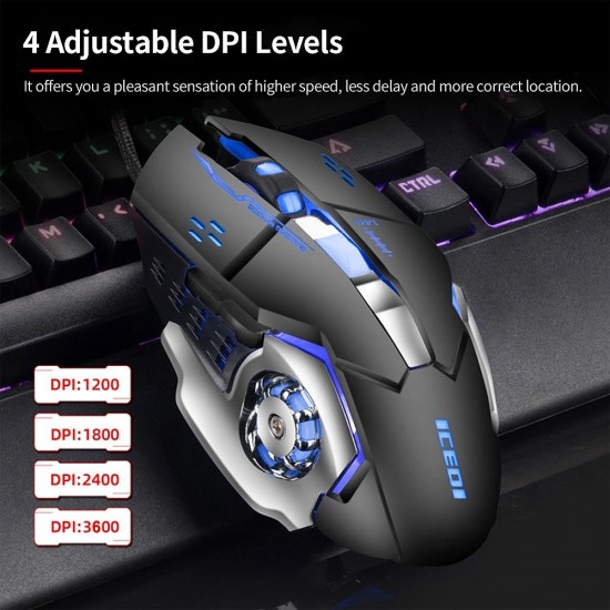 Wired Gaming Mouse 3600 DPI Optical Mouse Ergonomic Mouse 4 Adjustable DPI Levels/6 Buttons/7-Color Breathing Light Black Wired Gaming Mouse 3600 DPI Optical Mouse Ergonomic Mouse 4 Adjustable DPI Levels/6 Buttons/7-Color Breathing Light Black