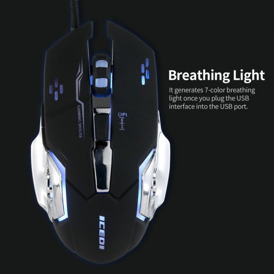 Wired Gaming Mouse 3600 DPI Optical Mouse Ergonomic Mouse 4 Adjustable DPI Levels/6 Buttons/7-Color Breathing Light Black Wired Gaming Mouse 3600 DPI Optical Mouse Ergonomic Mouse 4 Adjustable DPI Levels/6 Buttons/7-Color Breathing Light Black