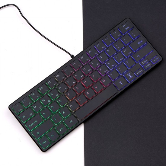 Portable Wired 64-key Keyboard Compact Film Keypad Lightweight Backlit Keyboard One Lighting Mode Plug N Play, Black Portable Wired 64-key Keyboard Compact Film Keypad Lightweight Backlit Keyboard One Lighting Mode Plug N Play, Black