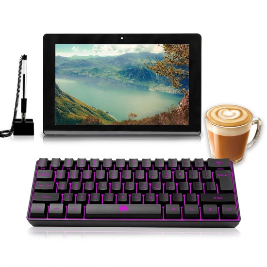Wireless Keyboard 61 Keys BT+2.4G Dual-mode Keyboard with RGB Backlight Effect ABS Two-color Injection Molding keycap Black Wireless Keyboard 61 Keys BT+2.4G Dual-mode Keyboard with RGB Backlight Effect ABS Two-color Injection Molding keycap Black