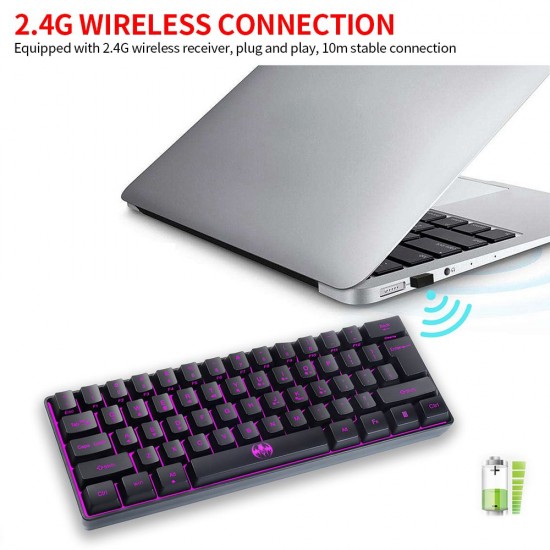 Wireless Keyboard 61 Keys BT+2.4G Dual-mode Keyboard with RGB Backlight Effect ABS Two-color Injection Molding keycap Black Wireless Keyboard 61 Keys BT+2.4G Dual-mode Keyboard with RGB Backlight Effect ABS Two-color Injection Molding keycap Black